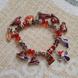 Red Hat, Purple Heels, and ANGEL Charm Bracelet - Danbury Mint - Vintage 70s